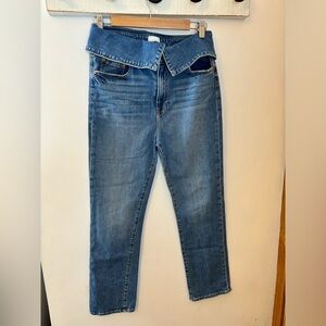 Jonathan Simkhai Blue Denim Foldover Waistband Jeans